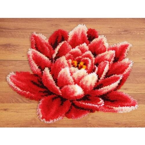 Tapestry DIY Latch Hook Kit with Printed Flowers Pattern Crochet Needlework Crafts for Kids and Adults Includes Hook Needlework