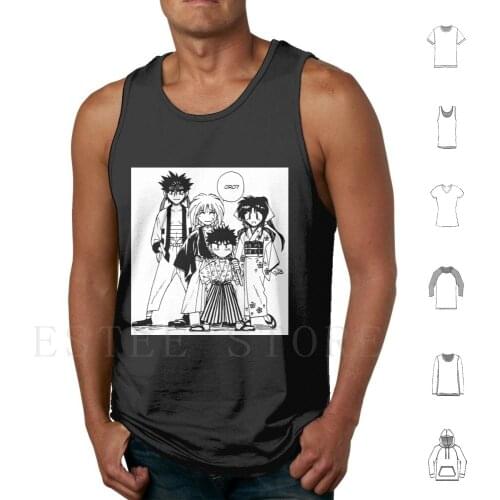 Kenshin-Gumi Adorable Style Tank Tops Vest Sleeveless Kenshin Himura Rurouni Kenshin Sanosuke Sagara Kaoru Kamiya Yahiko