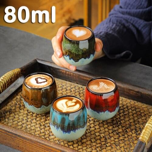 80ml Ceramic Tea Cup Porcelain Teacups Coffee Mug Teaware Japanese Kung Fu Tea Set Water Master Cup Single Pottery Cup Stoneware
