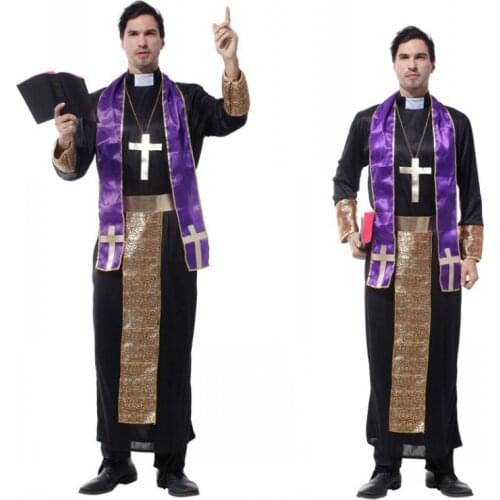 Halloween costume party performance clothing Adult cassock The priest robes clothing