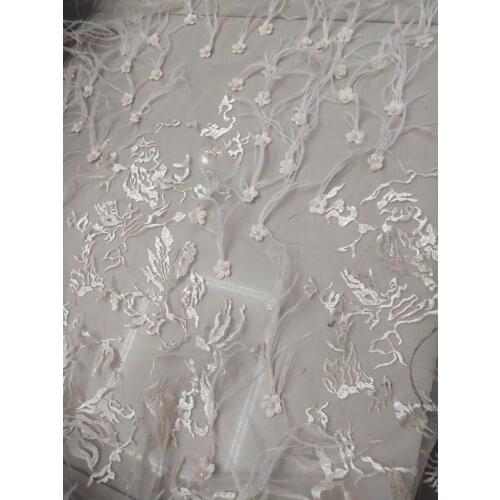 Handmade lace, 3d Latest Style Feather African lace, Guipure Lace Fabric For Wedding Embroidery lace fabric