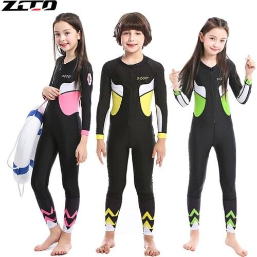 Swimwear Girls Kids Wetsuits One Piece Long Sleeve Swimsuit Surfing Diving Wetsuit Children Swim Suit Diving Suit