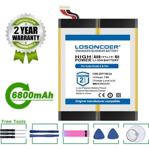 LOSONCOER Battery 6800mAh Tablet Battery For ALLDOCUBE Cube Knote X & Pro Tablet PC Kubi KnoteX i1302-2871185-2s