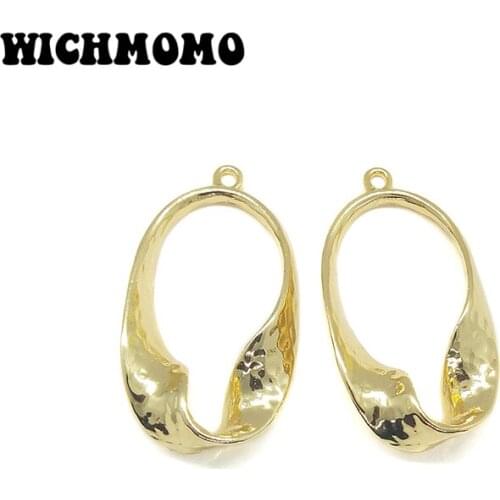 2019 New 42*23mm 2pieces/bag High Quality Zinc Alloy Gold Irregular Oval Charms Pendant for Earring Necklace Jewelry Accessories