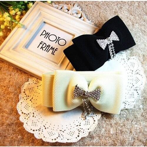 New Handmade British Style Glass Rhinestone Bowknot Decorative Ms.luxury Girdle,women Belt,bBlack/White,Wholesale