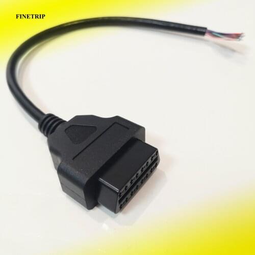Wholesale 50pcs 0.3m 16 PIN J1962F Auto Car Diagnostic Cable OBD2 OBD-II Open End Female Connector