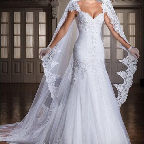 Simple Lace Appliques V-Neck Cap Sleeves Mermaid Elegant Wedding Dresses Bridal Gowns Vestido De Noiva Cheap