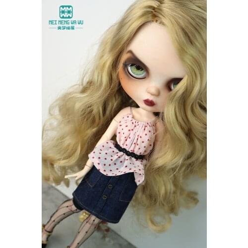 Fits 28--30cm Blyth Azone OB23 OB24 Toys Doll accessories Fashion camisole, denim skirt Girls gift