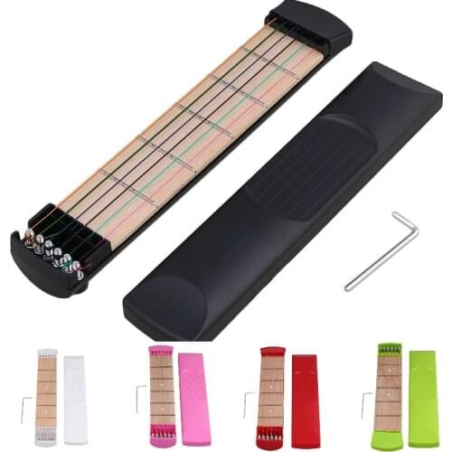 Portable 6 Strings 6 Fret Pocket Guitar Chord Practice for Student White/black