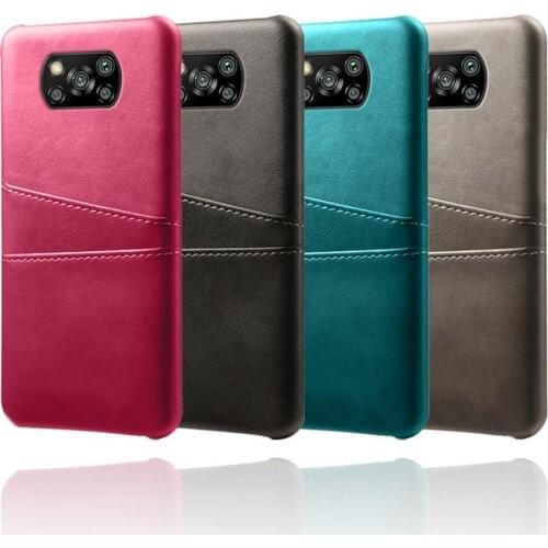 Anti-fall PC Faux Leather Mobile Phone Case Protective Cover Multifuncation Storage Shell for Xiaomi POCO X3 Dropshipping