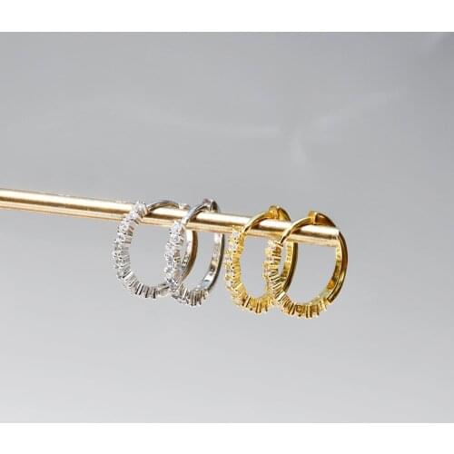 925 Sterling Silver Earring Fashion Zircon Wavy Irregular Ear Ring Ear Bone Ear Buckle Trend Wild Women Girl Silver Ear Jewelry