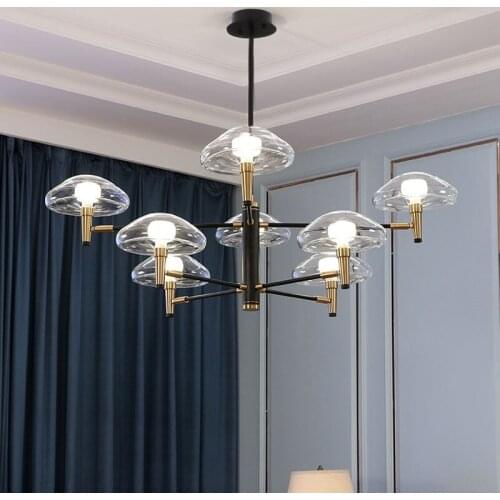 Nordic Post-modern Jellyfish Pendant Lights Glass Wrought Iron Pendant Lamp Minimalist Luxury Lamp for Living Dining Room Hotel