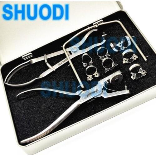 10pcs/set Dental Rubber Dam Punch Hole Forcep Ivory forceps rubber dam Clamps Frame Stainless Steel Dental rubber dam instrument