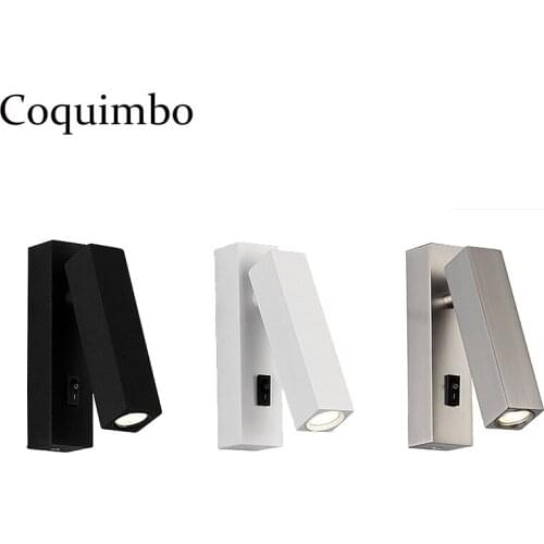 3W LED Wall Light With Switch 360 Degree Rotation Aluminum Alloy Bed Headboard Reading Lamps For Hotel Bedside Wall Lamps