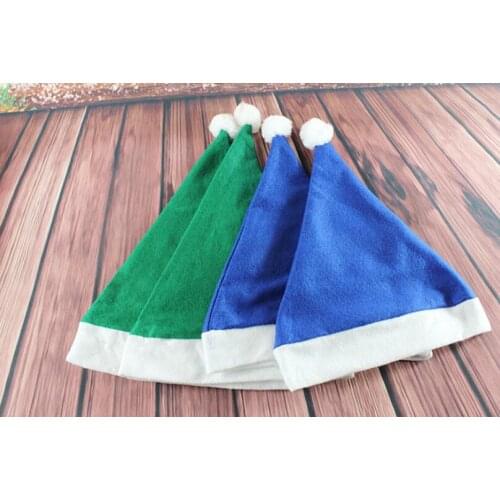 TECHOME New Style Christmas Decorations Adult Christmas Hat Christmas Dress Hat Blue Green non-woven Cap Winter Hat Warm Caps