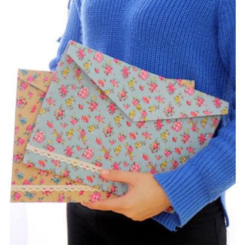 Vintage Dots Flower A4 Documents File Bag Floral Filling bag Stationery Filing Production Folders Office Paper Storage Bag