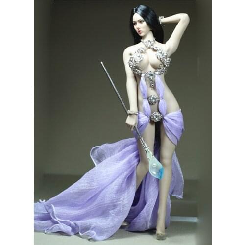 1/6 Scale Bright Starlight Purple Yarn Skirt Female Soldier Sexy Dress for 12in Action Figure Toy Collection