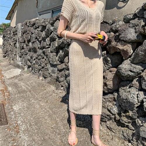 South Koreas figure carefully upload short sleeve knit two-piece suit skirt