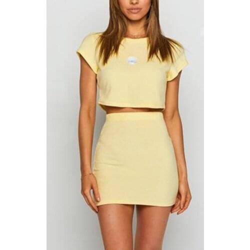 Embroidered Flower Women Short Skirt Suit Summer O Neck Short-Sleeve Print Crop Top Half Skirt Sets Fashion Loose 2 Piece Ladies