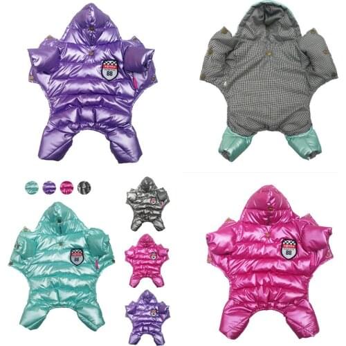 Winter 2020 Pet Dog Clothes Windproof Puppy Light-weight 4 Legs Hoodie Coat Warm Down Jacket Outfit Costume Big Combinaison Ski