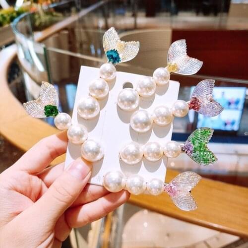 1 Pcs 2020 New Mermaid Fishtail Pearl Hair Clips Fashion Girls Barrette Handmade HairPins Girl Hair Accessories