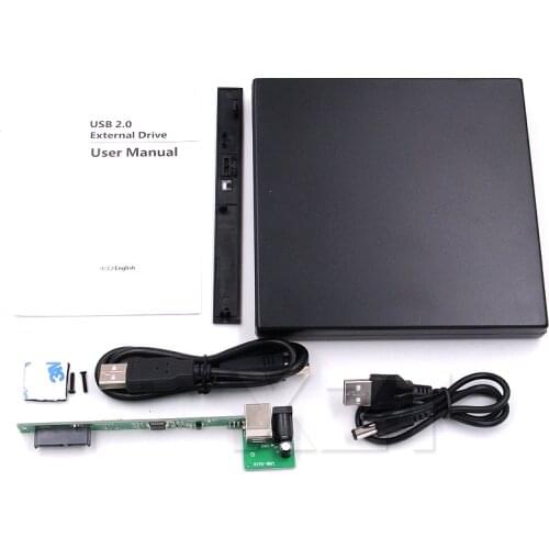 1pcs USB 2.0 SATA external drive DVD CD DVD-Rom IDE Case drive box 12.7MM Slim for Laptop Notebook External Portable