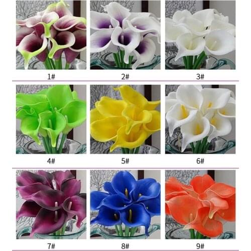 200Pcs/lot Real Touch Decorative Artificial Flowers Calla lily Bridal Bouquet Artificial Wedding Bouquet Party Supplies 33 color
