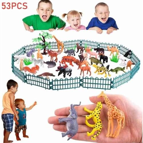 53 Pcs Wild Animal Marine Insect Farm Dinosaur Set Simulation Small Animal Model Early Childhood Education Toy