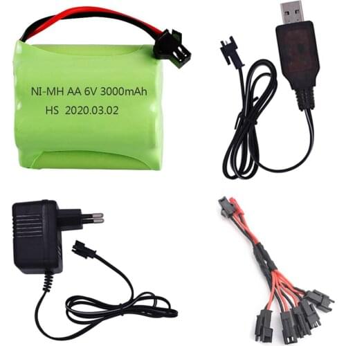 6V 3000mAh Battery pack and Cable For RC Cars Robots Tanks Gun Boats 6v NiMH Battery Aa 2400mah 6v Battery T model