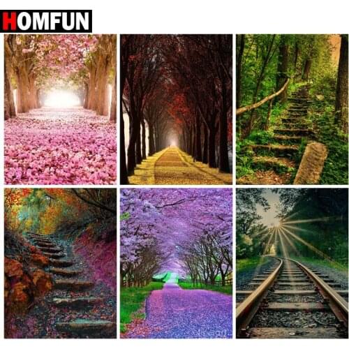 HOMFUN Diy Full Square Round Drill 5D Diamond Painting Cross Stitch Diamond Embroidery "beautiful scenery" Home Decor Gift