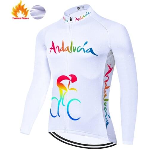 2021 camisa de ciclismo masculina ANDALUCIA cycling jersey retro Winter Thermal Fleece bike shirt men mallots ciclismo hombre