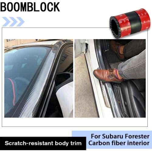 Car Styling Universal 5D Carbon Fiber Rubber Car Door Sill Protector Stickers for Subaru Hyundai Solaris tucson Kia Rio K2 Ceed