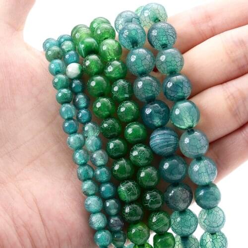 Natural Stone Beads Green Moire Agates Round Loose Spacer Beads for Jewelry Making DIY Bracelet Accessories 4/6/8/10/12mm