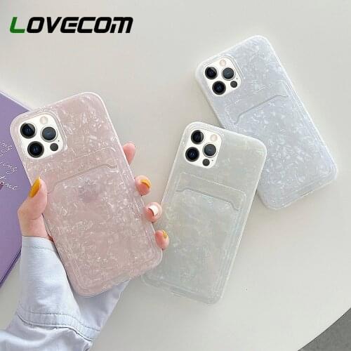 LOVECOM Card Holder Wallet Dream Shell Phone Case For iPhone 11 12 Pro Max XS Max X XR 7 8 Plus Soft IMD Wallet Shockproof Cover