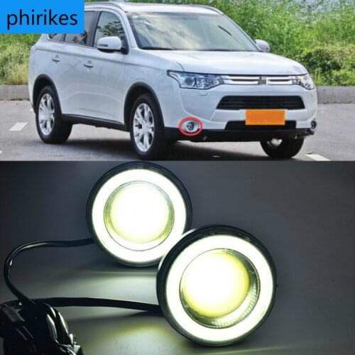 For Mitsubishi Outlander 2013 2014 2015 Daytime Running Light LED DRL fog lamp Driving lights Yellow Turn Signal Lamp