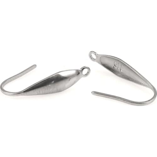 DoreenBeads Fashion Stainless Steel Ear Wire Hooks Hoop Circle Earring Findings Drop Silver Color W/ Loop Jewelry DIY , 4 PCs