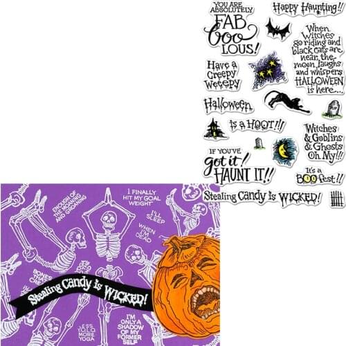 Faboolous! Halloween Phrases Clear Stamp Phrases About Halloween Clear Transparent Silicone Stamps 2020 For DIY Card Making