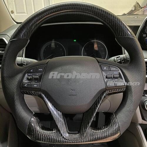 Carbon Fiber Racing Steering Wheel With Leather Cuatomized Sport Style For Hyundai Tucson 2015 2016 2017 2018 2019 2020