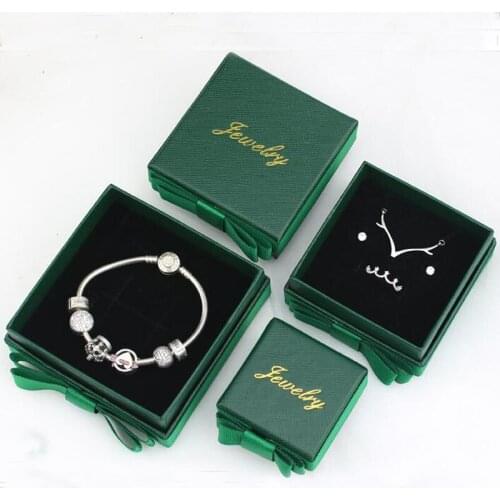 Green Square jewelry organizer box 4Kind Size Engagement Ring For Earrings Necklace Bracelet Display Gift Box Rosette Boxes