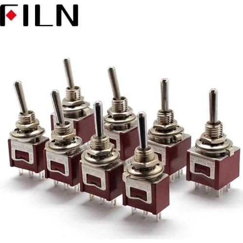 ON-ON ON-OFF-ON DTS-3202 DTS-3203 DTS-6202 DTS-6203 2A 250V Brown color mini M6 Toggle Switch