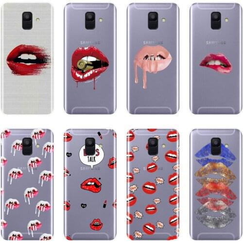 Soft Phone Case For Samsung Galaxy A5 A7 2018 A6 A8 Plus Sexy Lips Lipstick Silicone Back Cover For Samsung A3 A5 A7 2016 2017