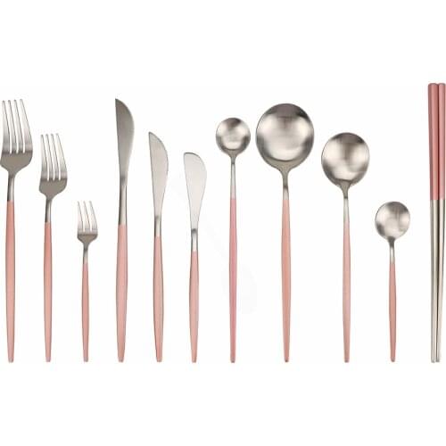 Matte Cutlery Set 1Pc Fork Spoon Knive Tableware Steel Cutlery Set Stainless Steel Dinnerware Set Chopstick Spoon Knife Fork