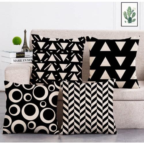 Nordic Stripes Geometric Cushions Cover Black White Pillowcase Sofa Car Home Decorative Pillow Case T131