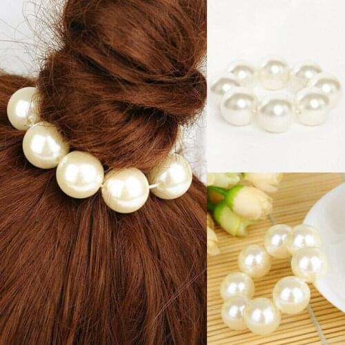 New Women Retro Elegant Full Pearl Elastic Hair Ring Rope Ponytail Holders Hair Accessories Girl Cute Hair Band