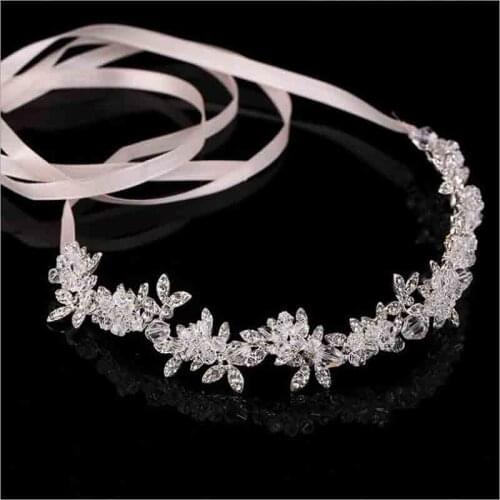 New Arrival Noble Crystal Rhinestone Bridal Headpieces Satin Ribbon Wedding Hair Accessories for Brides Tiaras Crowns Headbands