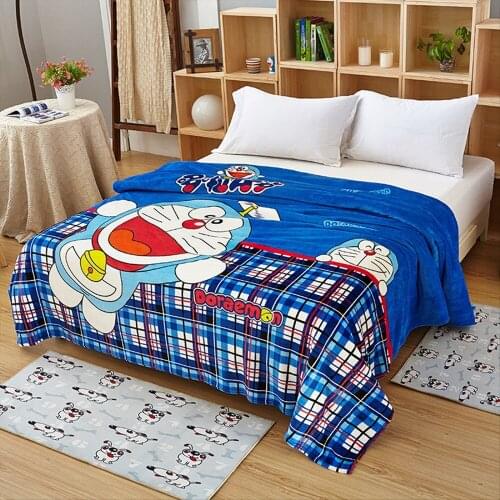 New Blue Doraemon Plush Flannel Soft Blanket Throw on Couch Bed Plane Air Conditioning Blanket for Kids Children Boys Bedspread
