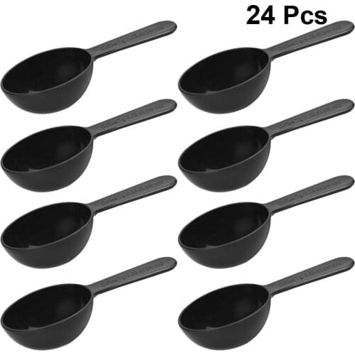 24pcs of One Bag Plastic Spice Spoon Durable Coffee Measuring Spoon Creative Milk Measuring Spoon for Home Kitchen (Black)