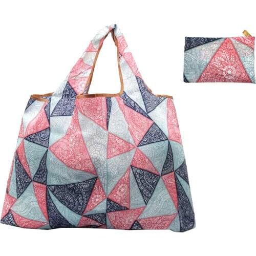 Portable Foldable Printing Shopping Handbags Grocery Supermarket Storage Bags Large Capacity Reusable Shopping Bag