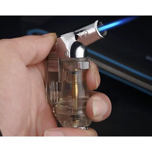 Transparent Creative Point Cigar Lighter Straight Windproof Spout Gun Resistant High Temperature Metal Portable Refillable