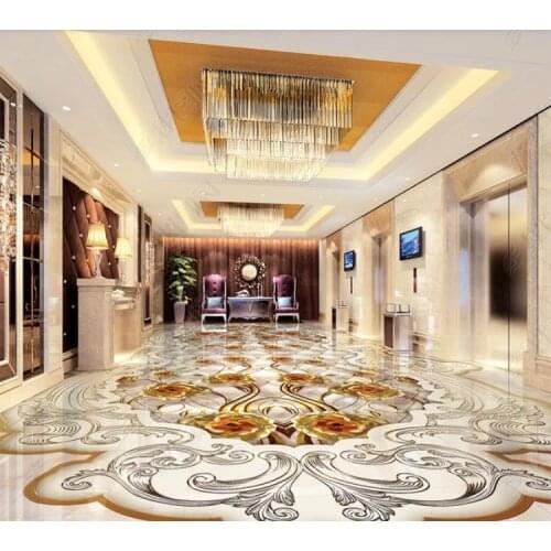Custom Flooring Wallpaper 3D Noble marble gold rose relief Living Room Bedroom Bathroom Floor Mural PVC Self-adhesive Wallpaper